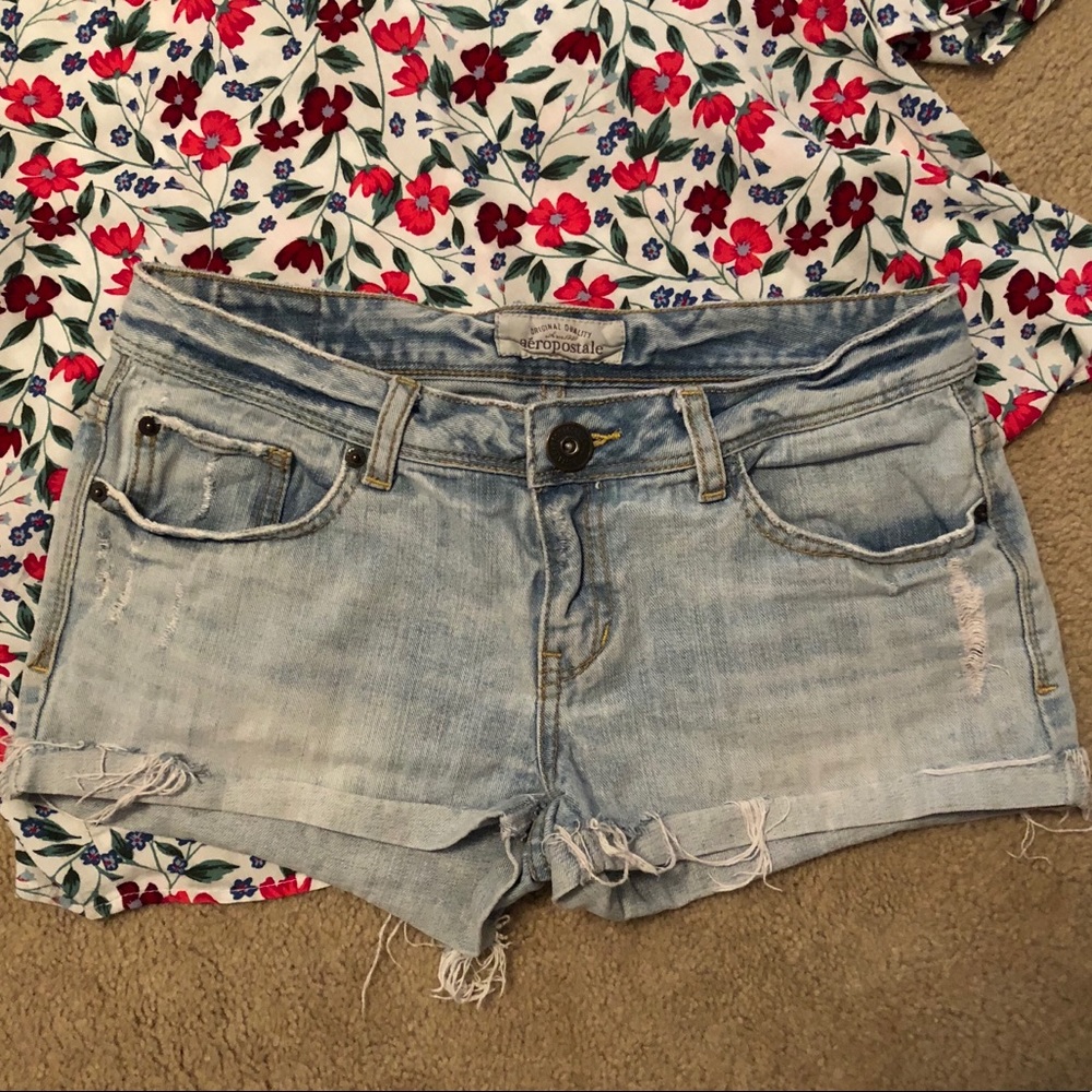 Faded Torn Denim Shorts